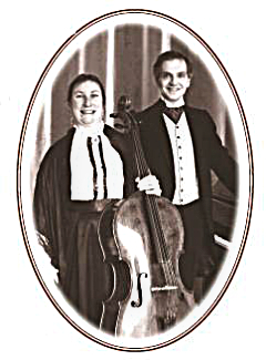 Michael Lunts and Melanie Dennerley with 'The Edwardian Cello'